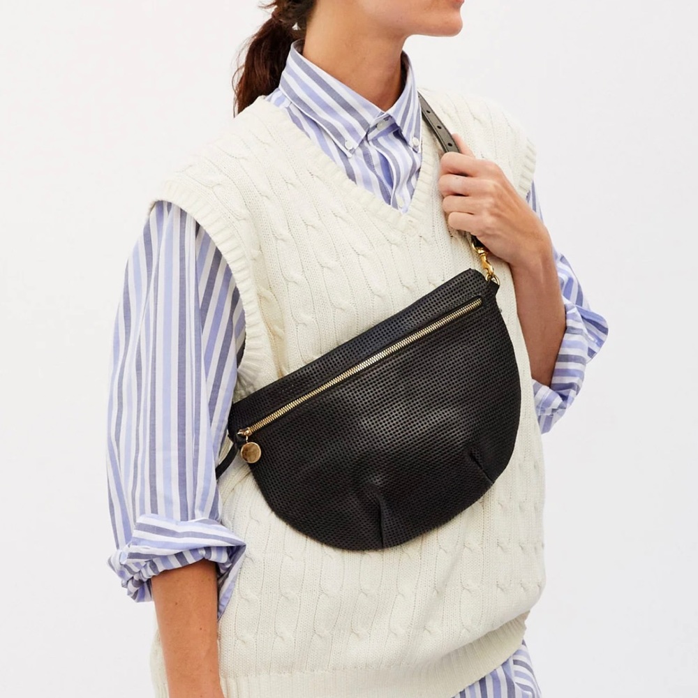 CLARE V Grande Fanny Black Perforated